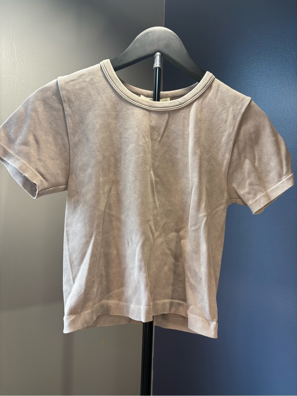 Women's Cropped Short Sleeve Tee in Light Taupe